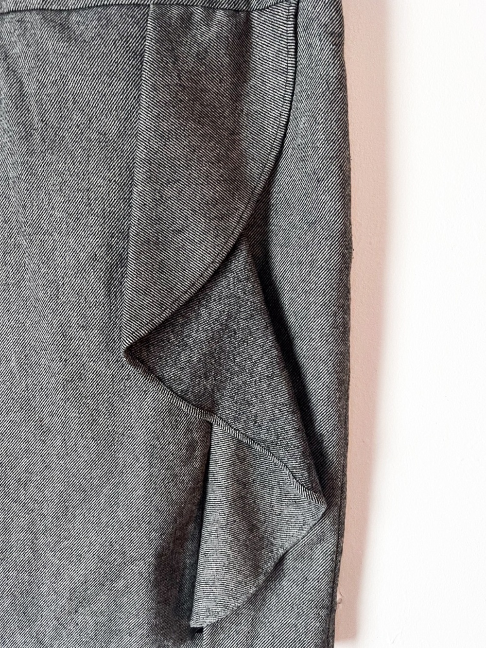 Wool Blend Ruffle Pencil Skirt Gray Career Chic Office Siren Classic | Talbots - Picture 3 of 5